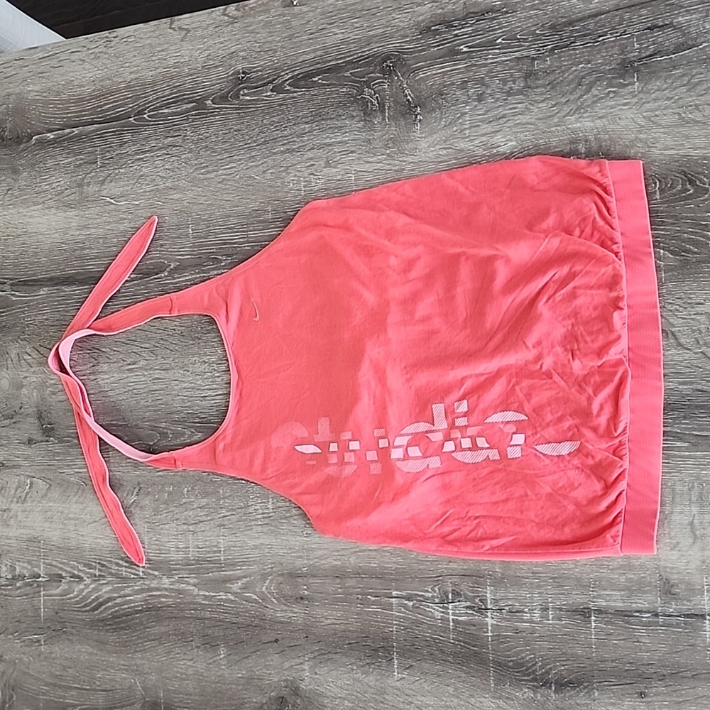 Vintage Nike Dri-Fit Open Back Tie Neck Bra Support Halter Top in Salmon Pink